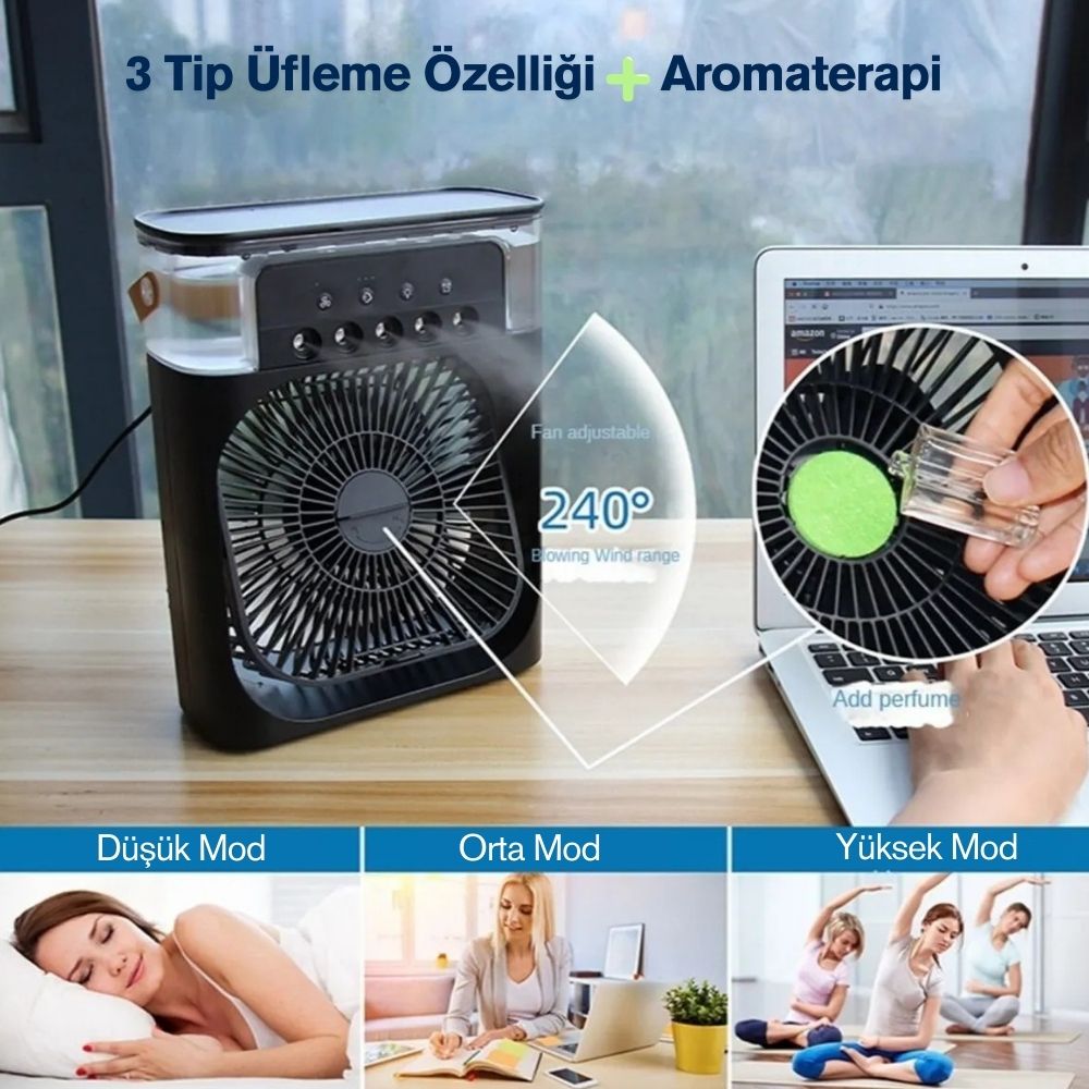 USB Güçlü Büyük Kapasiteli Taşınabilir Mini Klima Fanı
